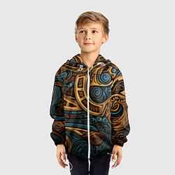 Ветровка с капюшоном детская Паттерн в викингском стиле, цвет: 3D-белый — фото 2