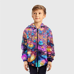 Ветровка с капюшоном детская Разноцветная декоративная абстракция, цвет: 3D-черный — фото 2