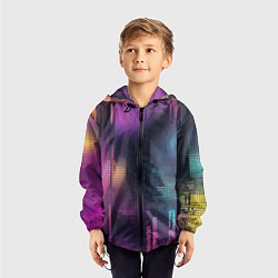 Ветровка с капюшоном детская Цветные пиксели retro, цвет: 3D-черный — фото 2