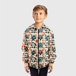 Ветровка с капюшоном детская Цветочный узор паттерн, цвет: 3D-черный — фото 2