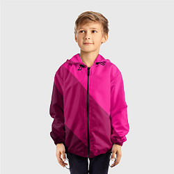 Ветровка с капюшоном детская Широкие розовые полосы, цвет: 3D-черный — фото 2
