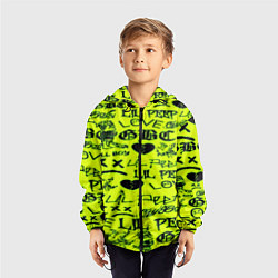 Ветровка с капюшоном детская Lil peep кислотный стиль, цвет: 3D-черный — фото 2