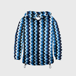 Ветровка с капюшоном детская Ломаные полосы синий, цвет: 3D-черный