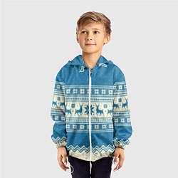 Ветровка с капюшоном детская Sweater with deer on a blue background, цвет: 3D-белый — фото 2