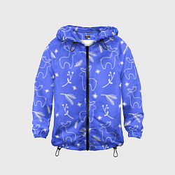 Детская ветровка Синий рождественский принт с оленями