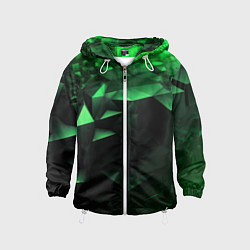 Ветровка с капюшоном детская Видение зеленого в абстракции, цвет: 3D-белый
