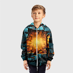 Ветровка с капюшоном детская Геометрическая огненная яма иллюзия, цвет: 3D-белый — фото 2