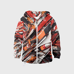 Ветровка с капюшоном детская Абстракционная иллюстрация, цвет: 3D-белый