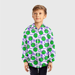 Ветровка с капюшоном детская Green smiley face, цвет: 3D-белый — фото 2