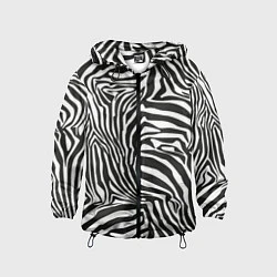 Ветровка с капюшоном детская Шкура зебры черно - белая графика, цвет: 3D-черный