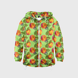 Ветровка с капюшоном детская Апельсинки с листьями, цвет: 3D-белый