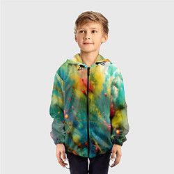 Ветровка с капюшоном детская Абстрактные мазки краски, цвет: 3D-черный — фото 2
