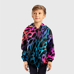 Ветровка с капюшоном детская Черные пятна на разноцветном фоне, цвет: 3D-черный — фото 2