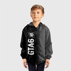 Ветровка с капюшоном детская GTA6 glitch на темном фоне по-вертикали, цвет: 3D-черный — фото 2