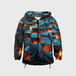 Ветровка с капюшоном детская Темные плитки в лаве, цвет: 3D-черный