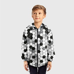 Ветровка с капюшоном детская Камуфляж гексагон серый, цвет: 3D-черный — фото 2