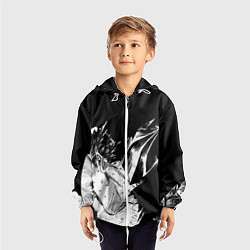 Ветровка с капюшоном детская Берсерк Гатс в чёрных доспехах, цвет: 3D-белый — фото 2