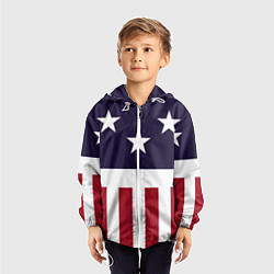 Ветровка с капюшоном детская Флаг Америки, цвет: 3D-белый — фото 2