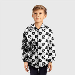 Ветровка с капюшоном детская Roblox pattern game black, цвет: 3D-черный — фото 2