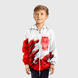 Ветровка с капюшоном детская Ведьмак геральт красные краски лого волк, цвет: 3D-белый — фото 2
