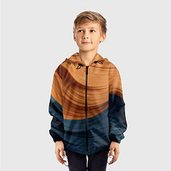 Ветровка с капюшоном детская Оранжевая и синяя абстракция, цвет: 3D-черный — фото 2