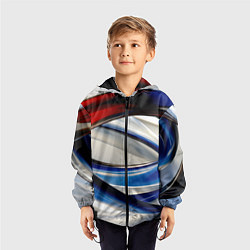 Ветровка с капюшоном детская Изогнутая абстракция, цвет: 3D-черный — фото 2