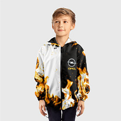 Ветровка с капюшоном детская Opel огонь текстура, цвет: 3D-черный — фото 2