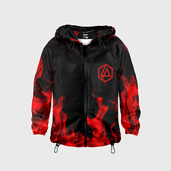 Ветровка с капюшоном детская Linkin Park красный огонь лого, цвет: 3D-черный