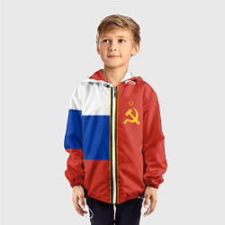 Ветровка с капюшоном детская Россия и СССР, цвет: 3D-белый — фото 2