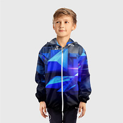 Ветровка с капюшоном детская Black blue background abstract, цвет: 3D-белый — фото 2