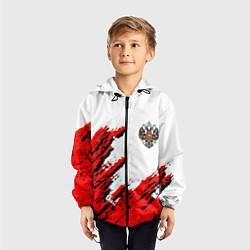 Ветровка с капюшоном детская Россия герб империя, цвет: 3D-черный — фото 2