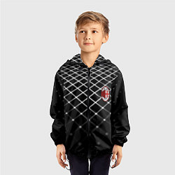 Ветровка с капюшоном детская Милан футбольный клуб, цвет: 3D-черный — фото 2