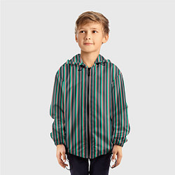 Ветровка с капюшоном детская Гармоничный зелёный в полоску, цвет: 3D-черный — фото 2