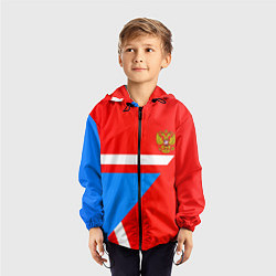 Ветровка с капюшоном детская Герб России звезда спорт, цвет: 3D-черный — фото 2