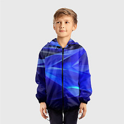 Ветровка с капюшоном детская Black and blue abstract background sport style, цвет: 3D-черный — фото 2