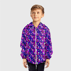 Ветровка с капюшоном детская Фиолетовый узор и чёрная обводка, цвет: 3D-белый — фото 2