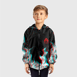 Ветровка с капюшоном детская Warframe огонь глитч, цвет: 3D-черный — фото 2