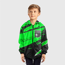 Ветровка с капюшоном детская Lyon sport green, цвет: 3D-черный — фото 2