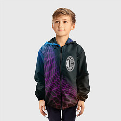 Ветровка с капюшоном детская AC Milan футбольная сетка, цвет: 3D-черный — фото 2
