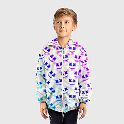 Ветровка с капюшоном детская Marshmello pattern neon, цвет: 3D-белый — фото 2