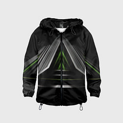 Ветровка с капюшоном детская Black green abstract nvidia style, цвет: 3D-черный