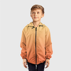 Ветровка с капюшоном детская Градиент солнечный жёлто-оранжевый приглушённый, цвет: 3D-черный — фото 2