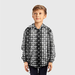 Ветровка с капюшоном детская Чёрно-белые квадраты, цвет: 3D-черный — фото 2