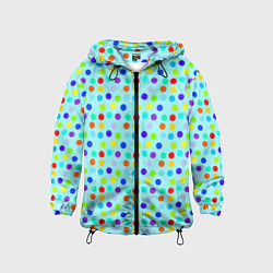 Ветровка с капюшоном детская Яркий паттерн в горошек, цвет: 3D-черный