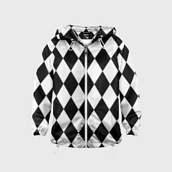 Ветровка с капюшоном детская Арлекин черно-белый, цвет: 3D-белый