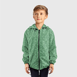 Ветровка с капюшоном детская Яркий зеленый однотонный цветочный узор, цвет: 3D-черный — фото 2