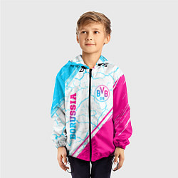 Ветровка с капюшоном детская Borussia neon gradient style вертикально, цвет: 3D-черный — фото 2