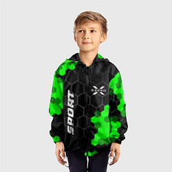 Ветровка с капюшоном детская Exeed green sport hexagon, цвет: 3D-черный — фото 2