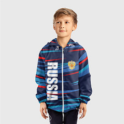 Ветровка с капюшоном детская Россия - blue stripes, цвет: 3D-белый — фото 2