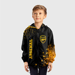 Ветровка с капюшоном детская Arsenal - gold gradient вертикально, цвет: 3D-черный — фото 2
